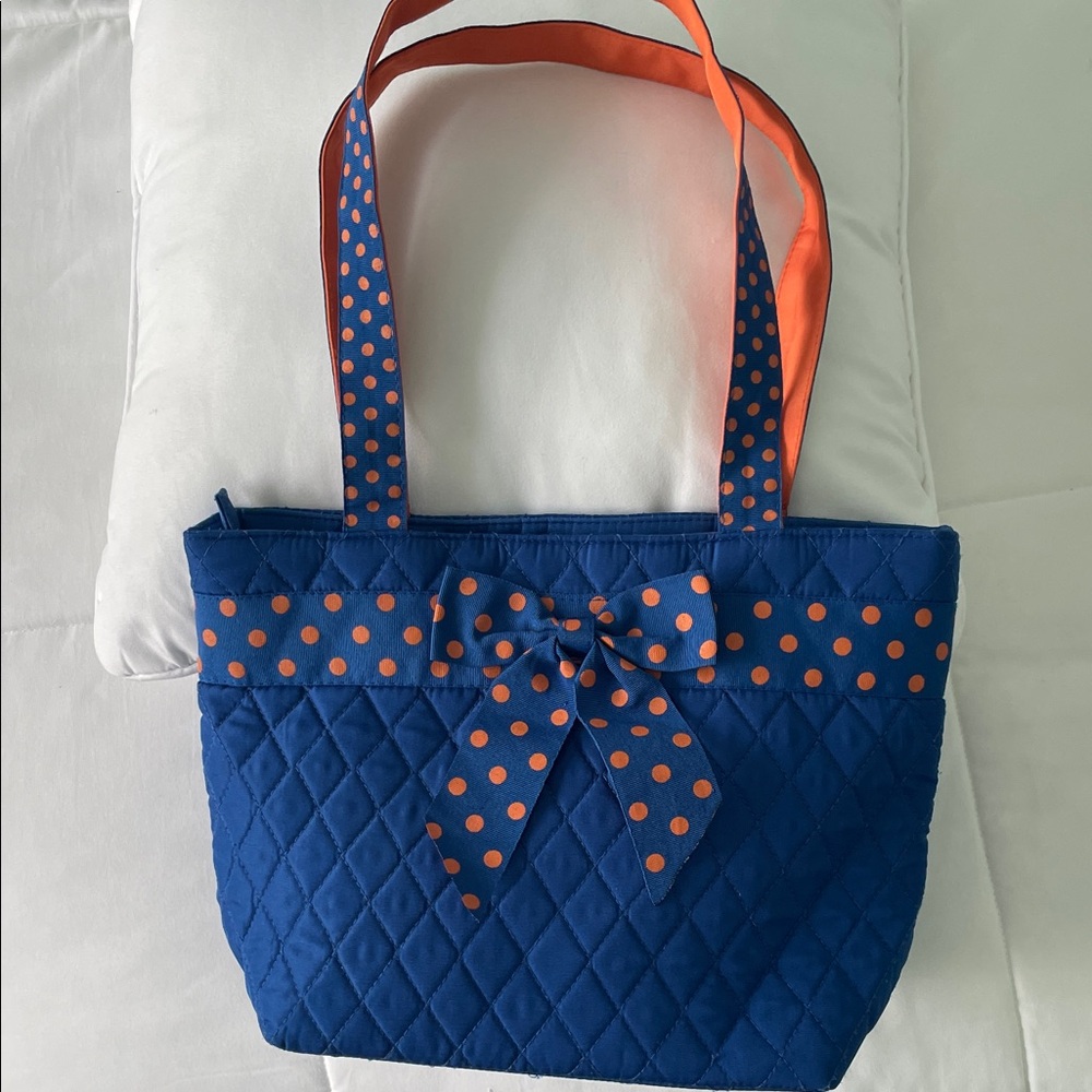 Belvah - Blue and Orange Quilted Tote/purse